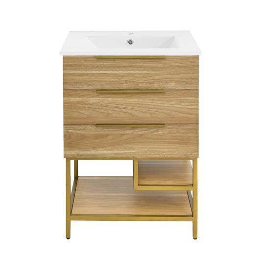 Carre 24" Bathroom Vanity in White Oak