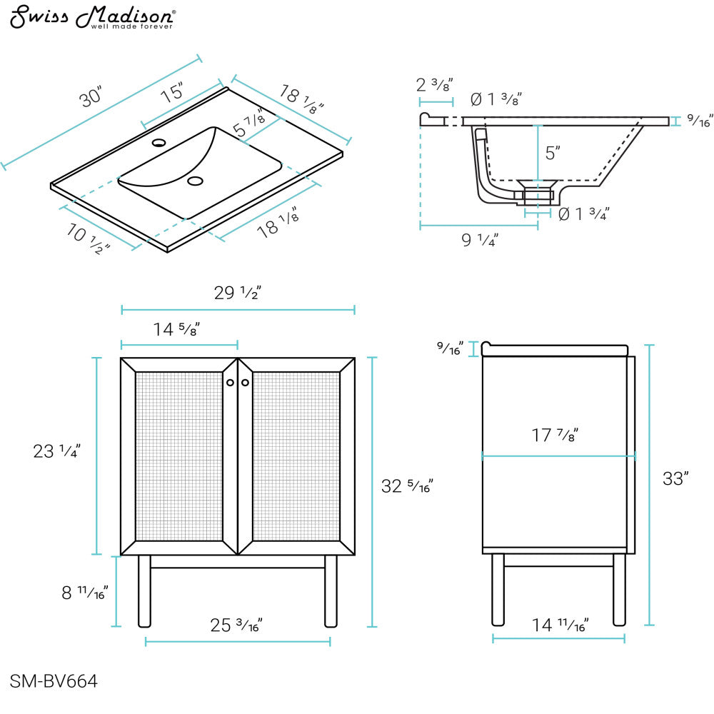 Classé 30" Bathroom Vanity in Oak