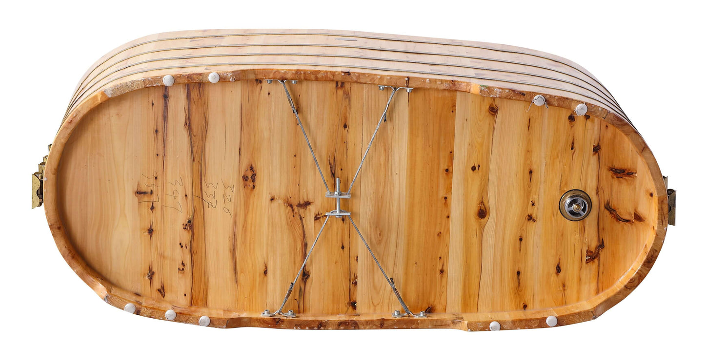 ALFI brand AB1103 59 Inch Free Standing Cedar Wood Bathtub with Bench