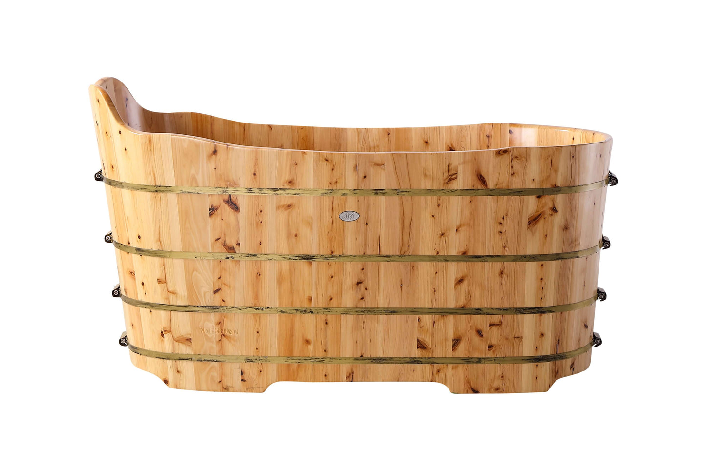 ALFI brand AB1103 59 Inch Free Standing Cedar Wood Bathtub with Bench