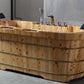 ALFI brand AB1130 65" 2 Person Free Standing Cedar Wooden Bathtub with Fixtures & Headrests
