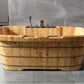 ALFI brand AB1130 65" 2 Person Free Standing Cedar Wooden Bathtub with Fixtures & Headrests