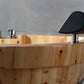 ALFI brand AB1130 65" 2 Person Free Standing Cedar Wooden Bathtub with Fixtures & Headrests