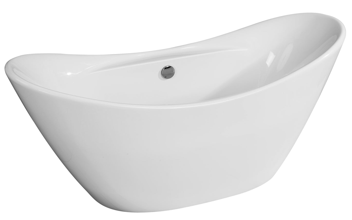 ALFI brand AB8803 68 Inch White Oval Acrylic Free Standing Soaking Bathtub
