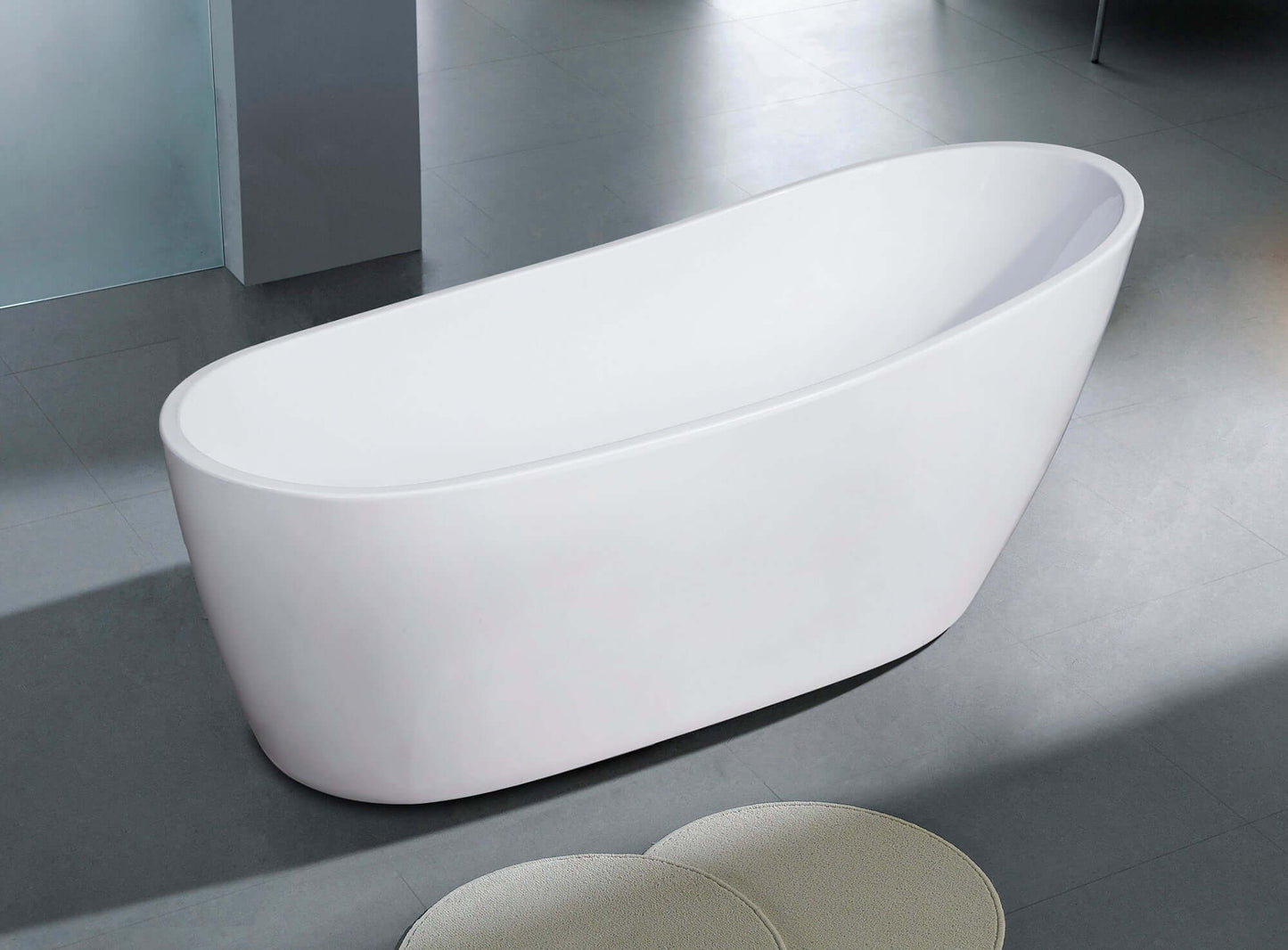 ALFI brand AB8826 68 Inch White Oval Acrylic Free Standing Soaking Bathtub