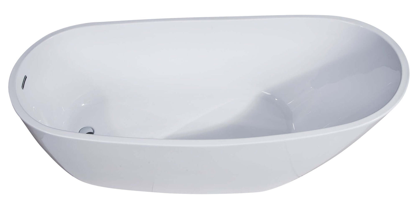 ALFI brand AB8826 68 Inch White Oval Acrylic Free Standing Soaking Bathtub