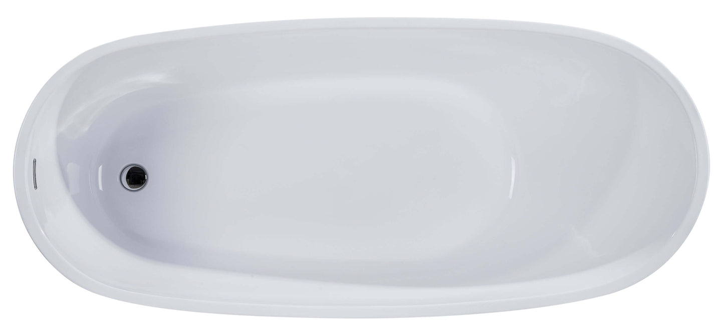 ALFI brand AB8826 68 Inch White Oval Acrylic Free Standing Soaking Bathtub