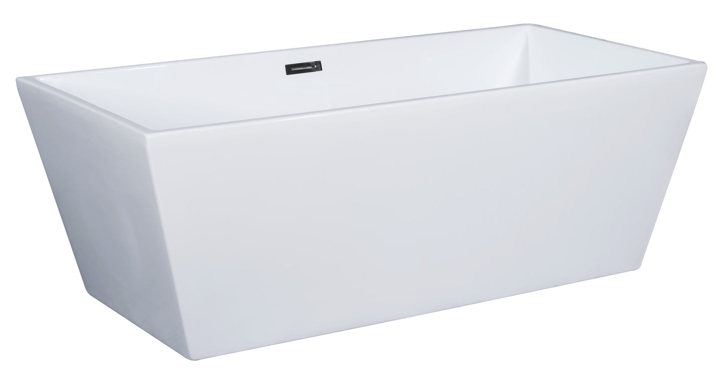 ALFI brand AB8832 67 Inch White Rectangular Acrylic Free Standing Soaking Bathtub