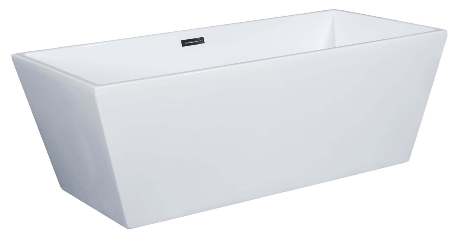ALFI brand AB8833 59 Inch White Rectangular Free Standing Soaking Bathtub