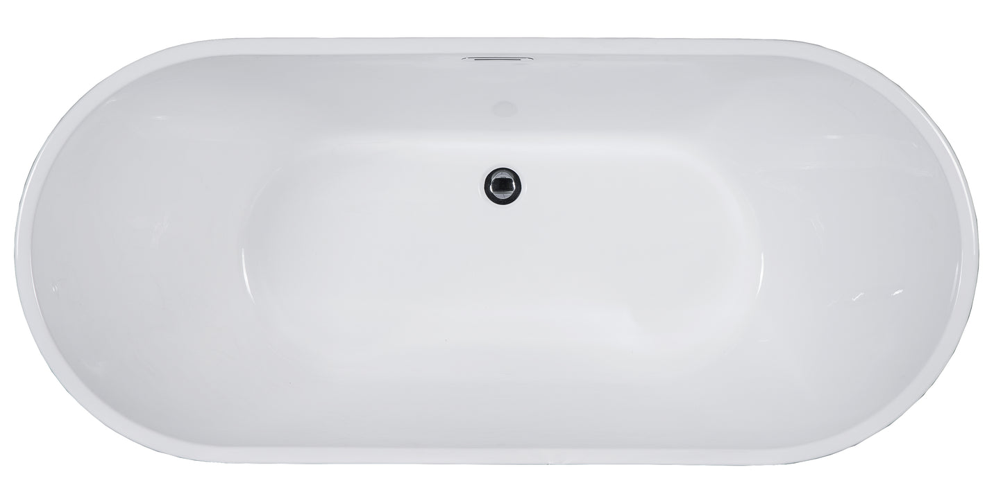 ALFI brand AB8838 59 Inch White Oval Acrylic Free Standing Soaking Bathtub