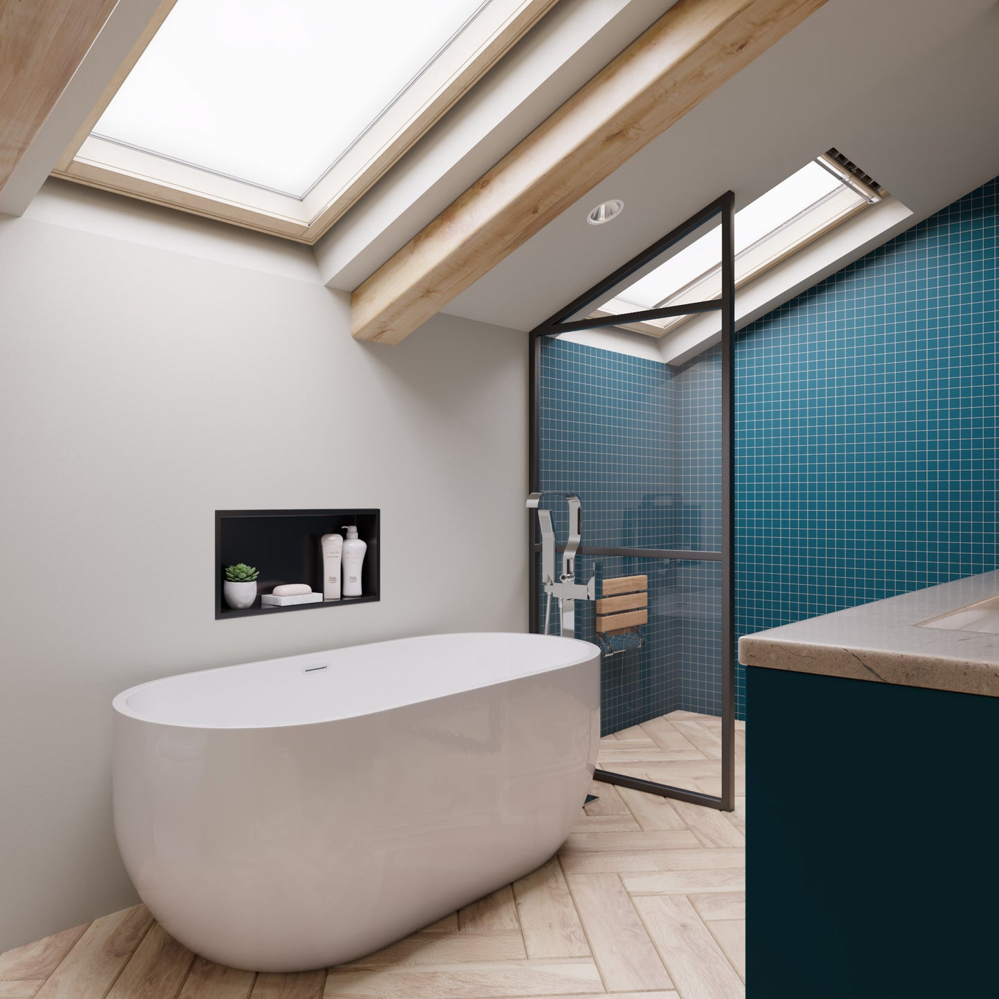 ALFI brand AB8838 59 Inch White Oval Acrylic Free Standing Soaking Bathtub