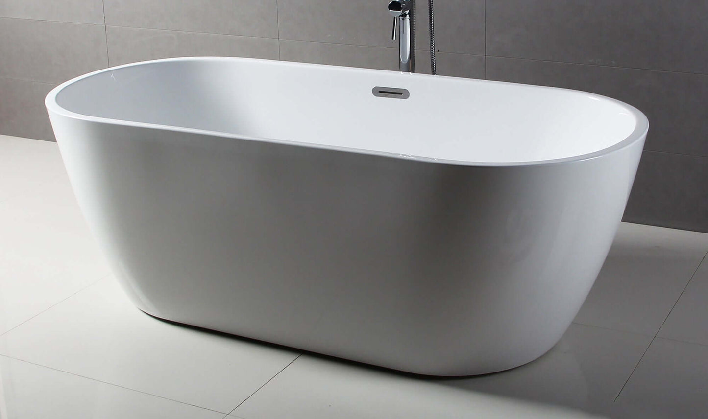 ALFI brand AB8839 67 Inch White Oval Acrylic Free Standing Soaking Bathtub
