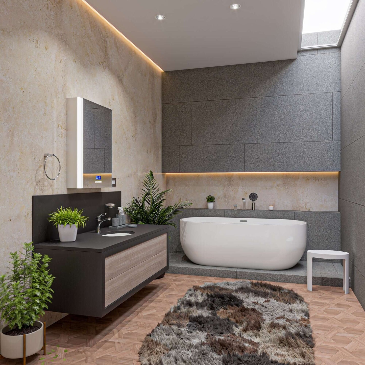 ALFI brand AB8839 67 Inch White Oval Acrylic Free Standing Soaking Bathtub