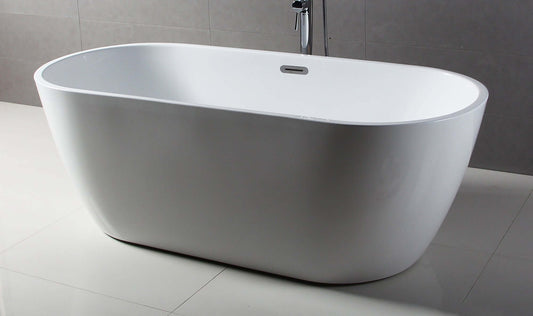 ALFI brand AB8839 67 Inch White Oval Acrylic Free Standing Soaking Bathtub
