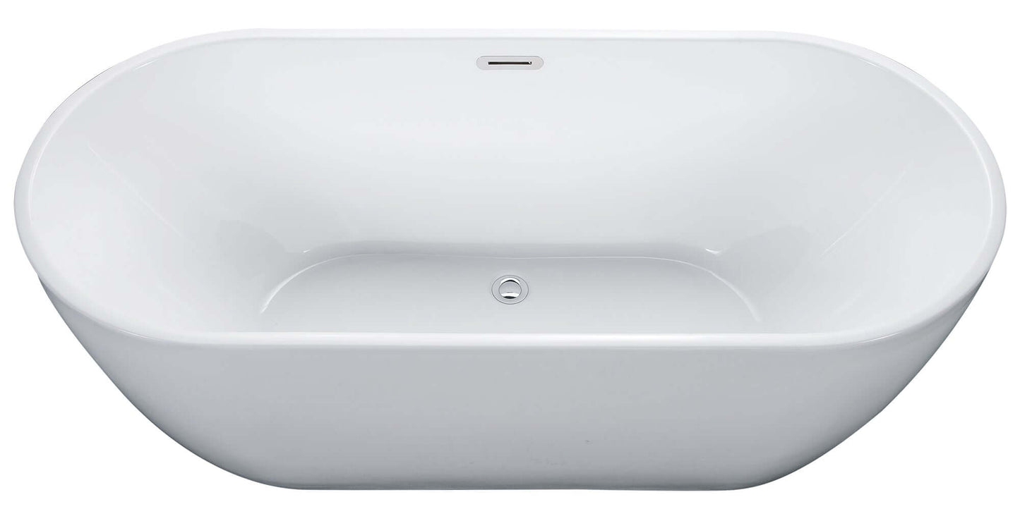 ALFI brand AB8839 67 Inch White Oval Acrylic Free Standing Soaking Bathtub