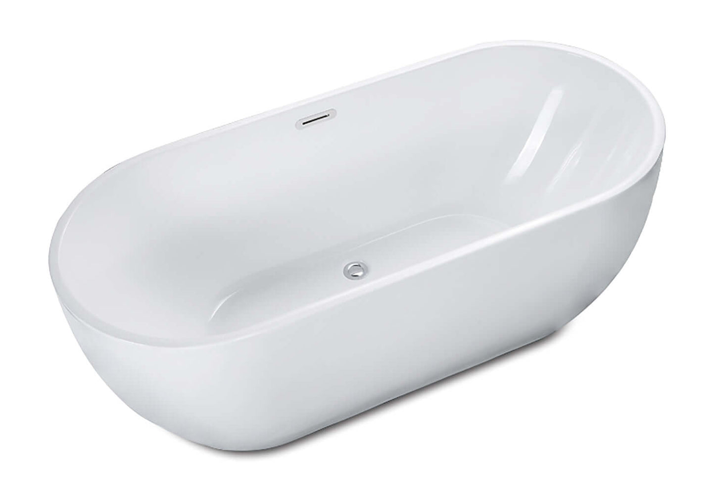 ALFI brand AB8839 67 Inch White Oval Acrylic Free Standing Soaking Bathtub