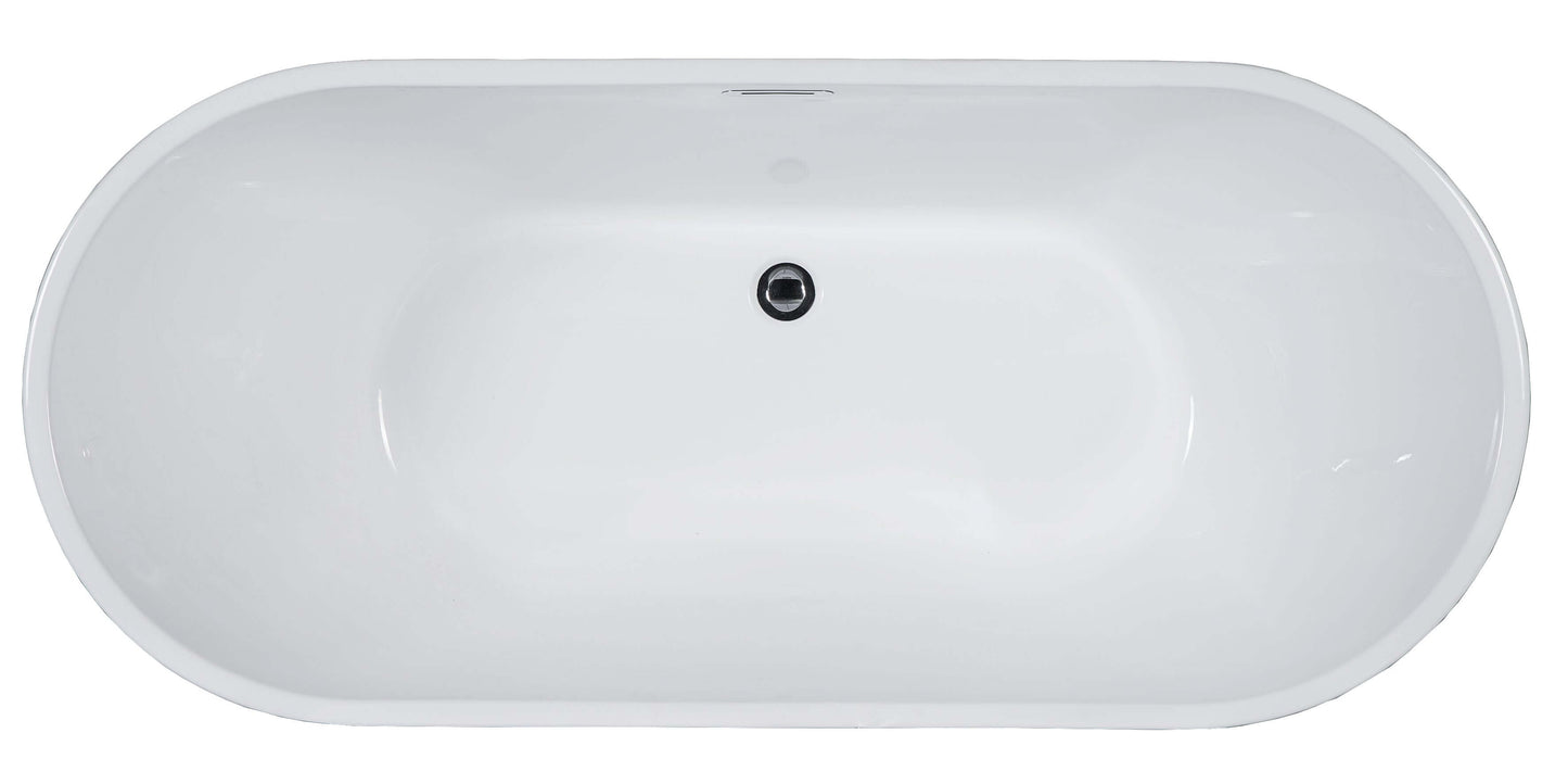ALFI brand AB8839 67 Inch White Oval Acrylic Free Standing Soaking Bathtub