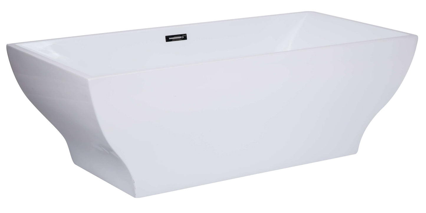 ALFI brand AB8840 67 Inch White Rectangular Acrylic Free Standing Soaking Bathtub