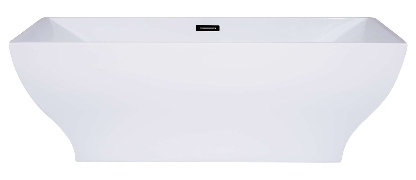 ALFI brand AB8840 67 Inch White Rectangular Acrylic Free Standing Soaking Bathtub