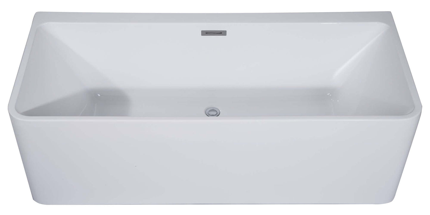 ALFI brand AB8858 59 Inch White Rectangular Acrylic Free Standing Soaking Bathtub