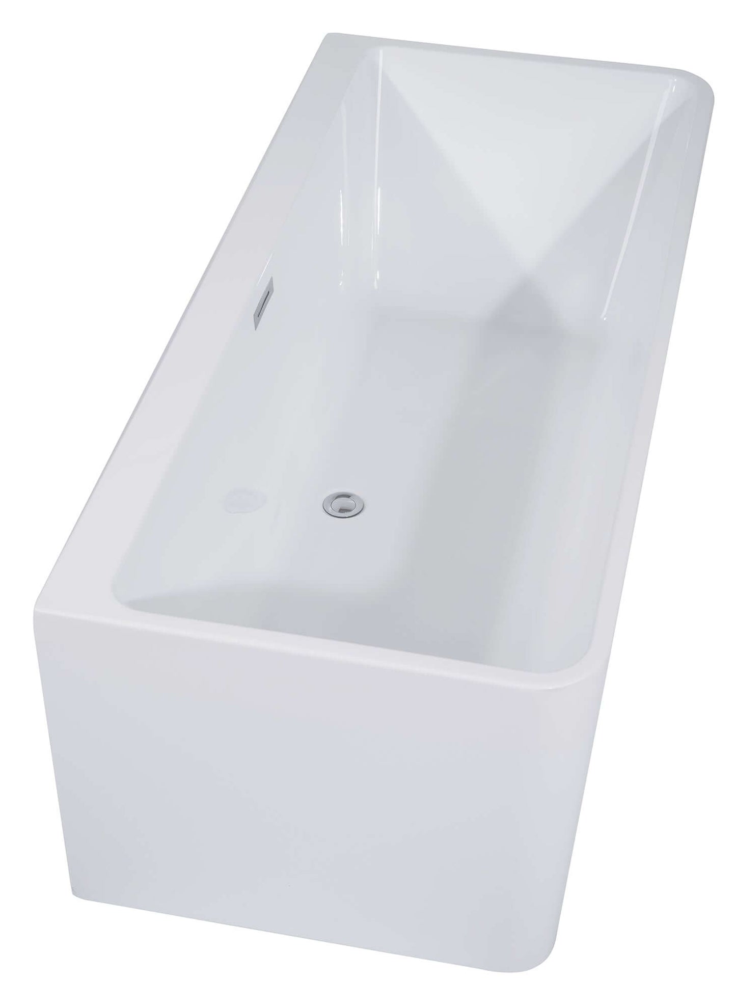 ALFI brand AB8858 59 Inch White Rectangular Acrylic Free Standing Soaking Bathtub