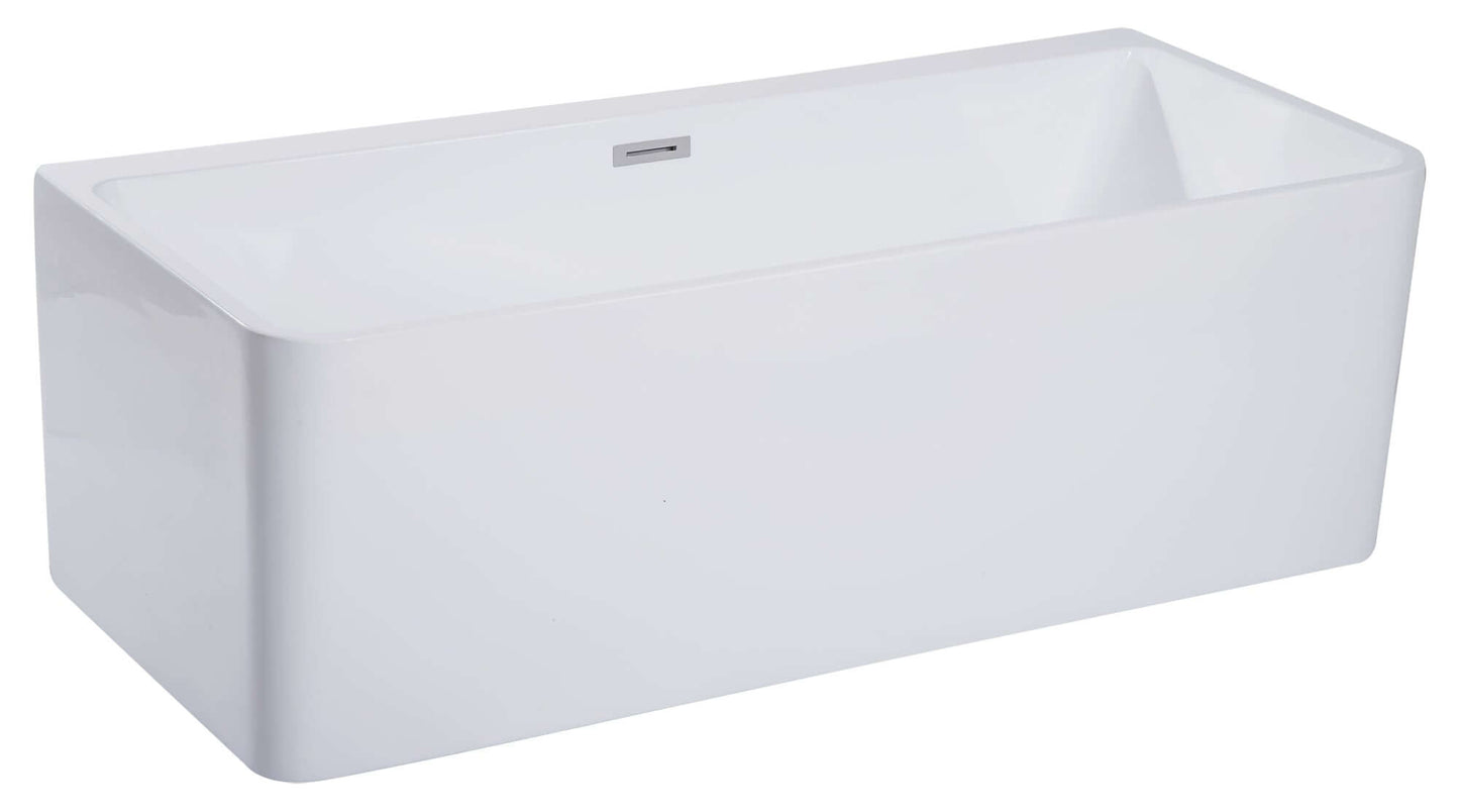 ALFI brand AB8859 67 Inch White Rectangular Acrylic Free Standing Soaking Bathtub