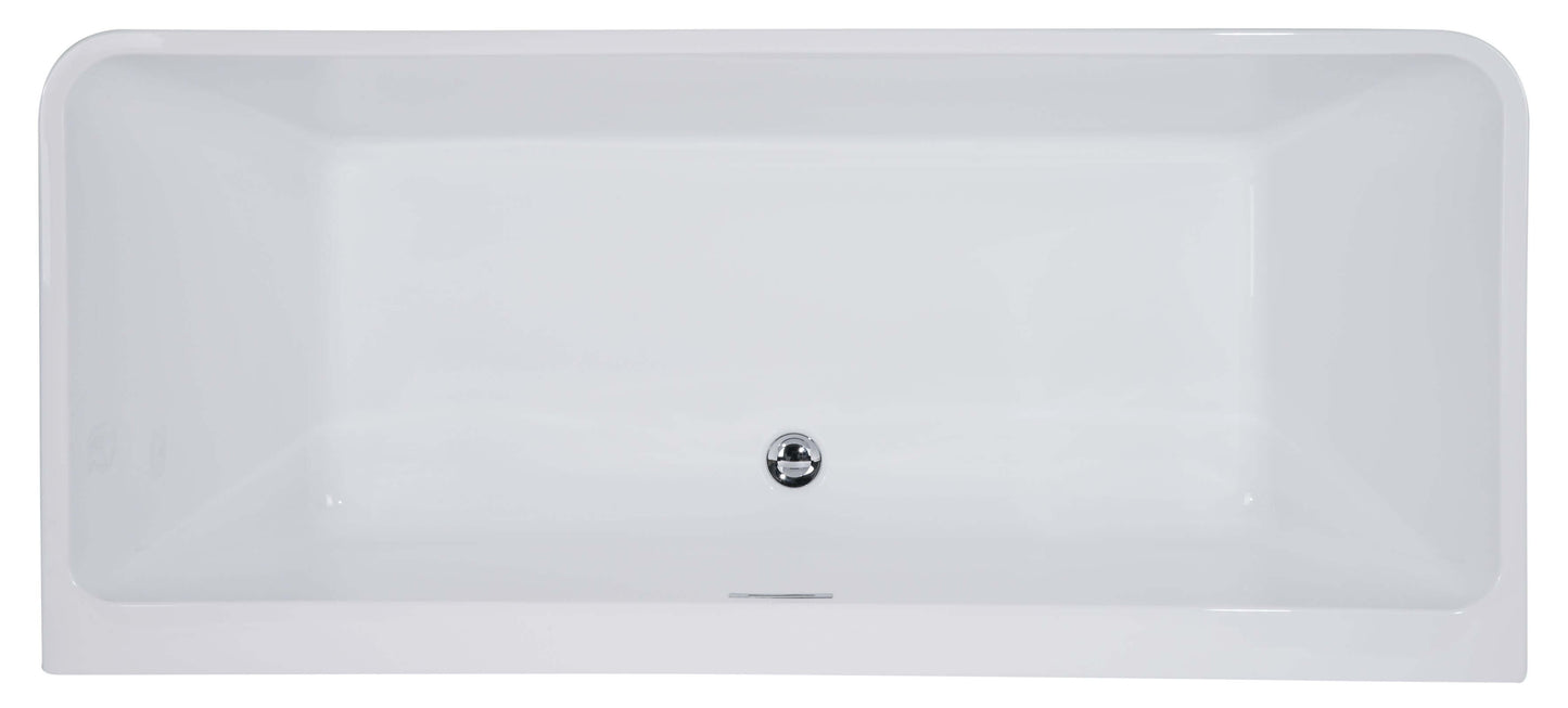 ALFI brand AB8859 67 Inch White Rectangular Acrylic Free Standing Soaking Bathtub