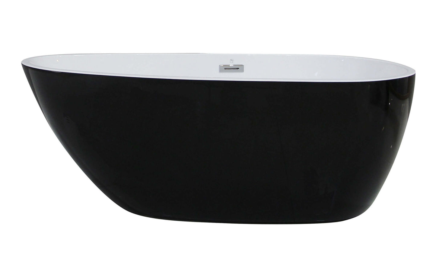 ALFI brand AB8862 59 Inch Black & White Oval Free Standing Soaking Bathtub