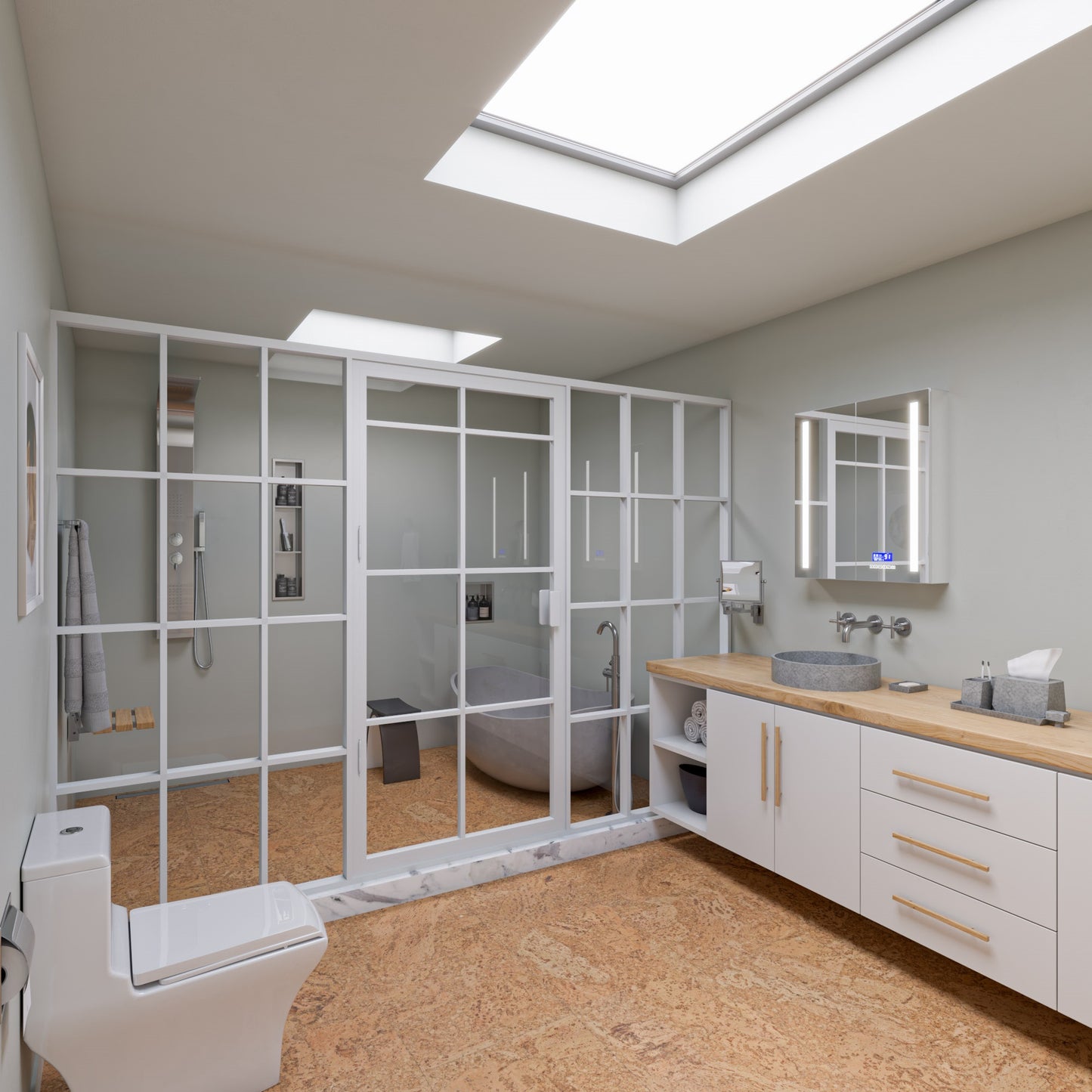 ALFI brand ABSP20 Modern Stainless Steel Shower Panel with 2 Body Sprays