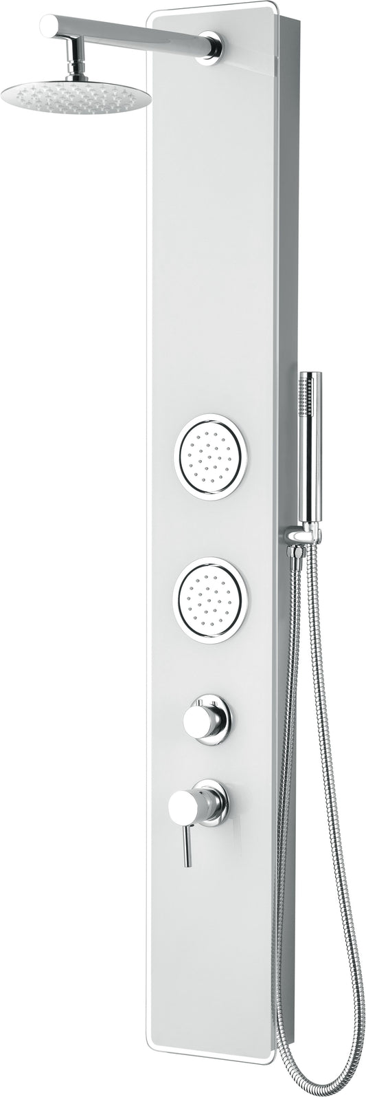 ALFI brand ABSP50W White Glass Shower Panel with 2 Body Sprays and Rain Shower Head