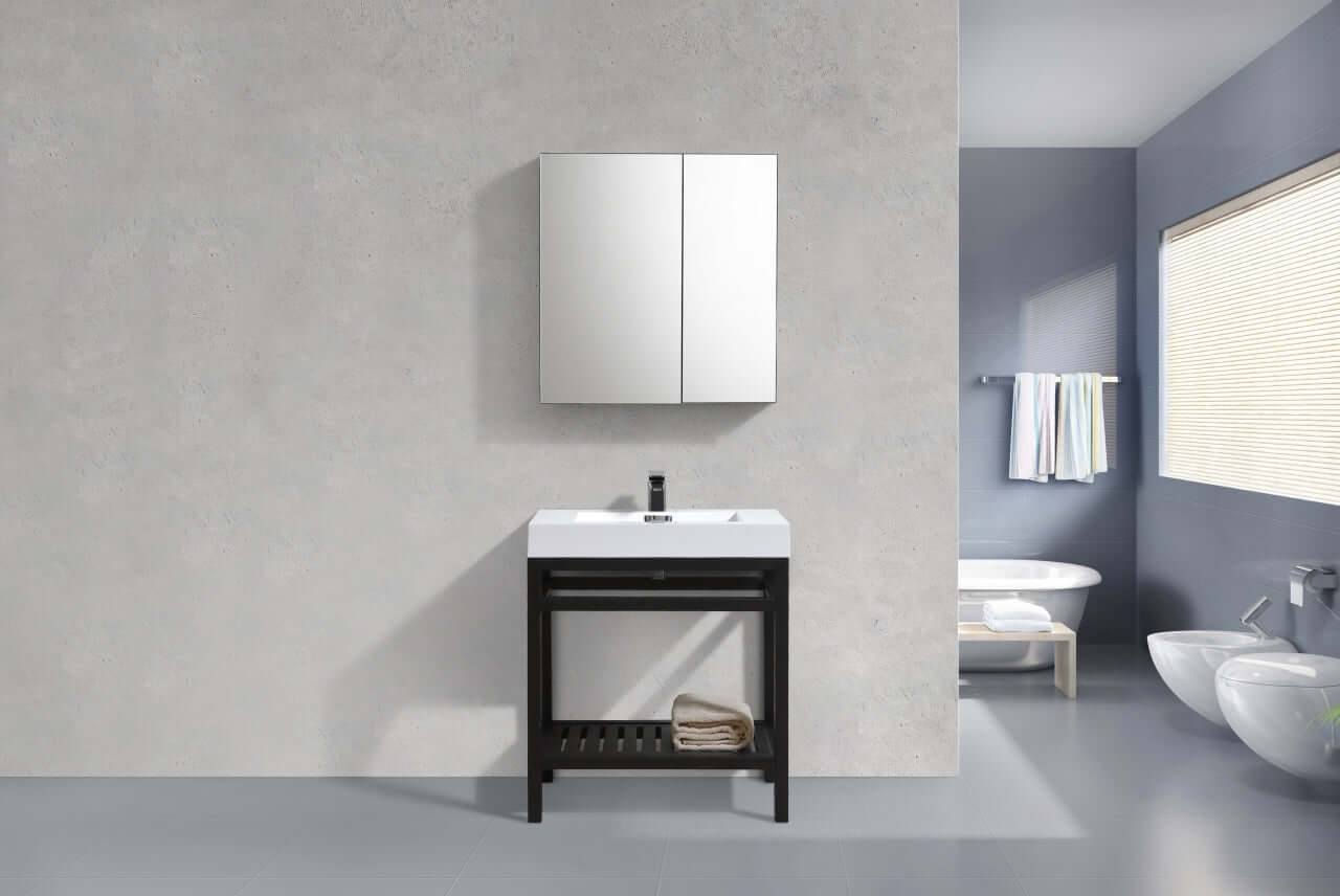 Cisco 30" Stainless Steel Console with Acrylic Sink - Matt Black