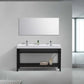 Cisco 60" Double Sink Stainless Steel Console with Acrylic Sink - Matt Black