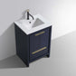 KubeBath Dolce 24″ Blue Modern Bathroom Vanity with White Quartz Counter-Top