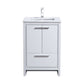 KubeBath Dolce 24″ High Gloss White Modern Bathroom Vanity with White Quartz Counter-Top