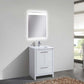 KubeBath Dolce 24″ High Gloss White Modern Bathroom Vanity with White Quartz Counter-Top