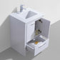 KubeBath Dolce 24″ High Gloss White Modern Bathroom Vanity with White Quartz Counter-Top