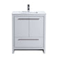 KubeBath Dolce 30″ High Gloss White Modern Bathroom Vanity with White Quartz Counter-Top