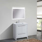 KubeBath Dolce 30″ High Gloss White Modern Bathroom Vanity with White Quartz Counter-Top