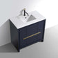 KubeBath Dolce 36″ Blue Modern Bathroom Vanity with White Quartz Counter-Top