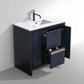 KubeBath Dolce 36″ Blue Modern Bathroom Vanity with White Quartz Counter-Top