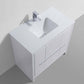 KubeBath Dolce 36″ High Gloss White Modern Bathroom Vanity with White Quartz Counter-Top