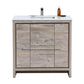 KubeBath Dolce 36″ Nature Wood Modern Bathroom Vanity with White Quartz Counter-Top, featuring two doors and one drawer