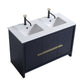 KubeBath Dolce 48″ Double Sink Blue Modern Bathroom Vanity with White Quartz Counter-Top