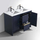 KubeBath Dolce 48″ Double Sink Blue Modern Bathroom Vanity with White Quartz Counter-Top