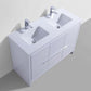 KubeBath Dolce 48″ Double Sink High Gloss White Modern Bathroom Vanity with White Quartz Counter-Top