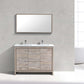 KubeBath Dolce 48″ Double Sink Nature Wood Modern Bathroom Vanity with White Quartz Counter-Top
