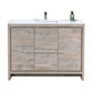 KubeBath Dolce 48″ Nature Wood Modern Bathroom Vanity with White Quartz Counter-Top