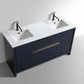 KubeBath Dolce 60″ Double Sink Blue Modern Bathroom Vanity with White Quartz Counter-Top