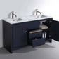 KubeBath Dolce 60″ Double Sink Blue Modern Bathroom Vanity with White Quartz Counter-Top