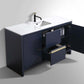 KubeBath Dolce 60″ Blue Modern Bathroom Vanity with White Quartz Counter-Top